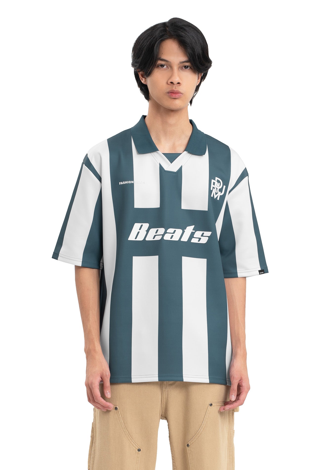 SELECT Vertical Stripe Polo Jersey- Blue