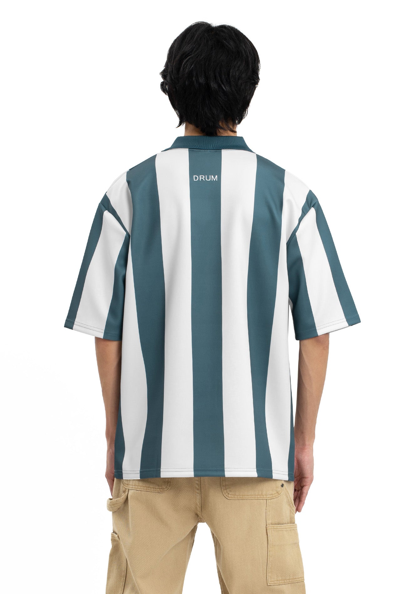 SELECT Vertical Stripe Polo Jersey- Blue