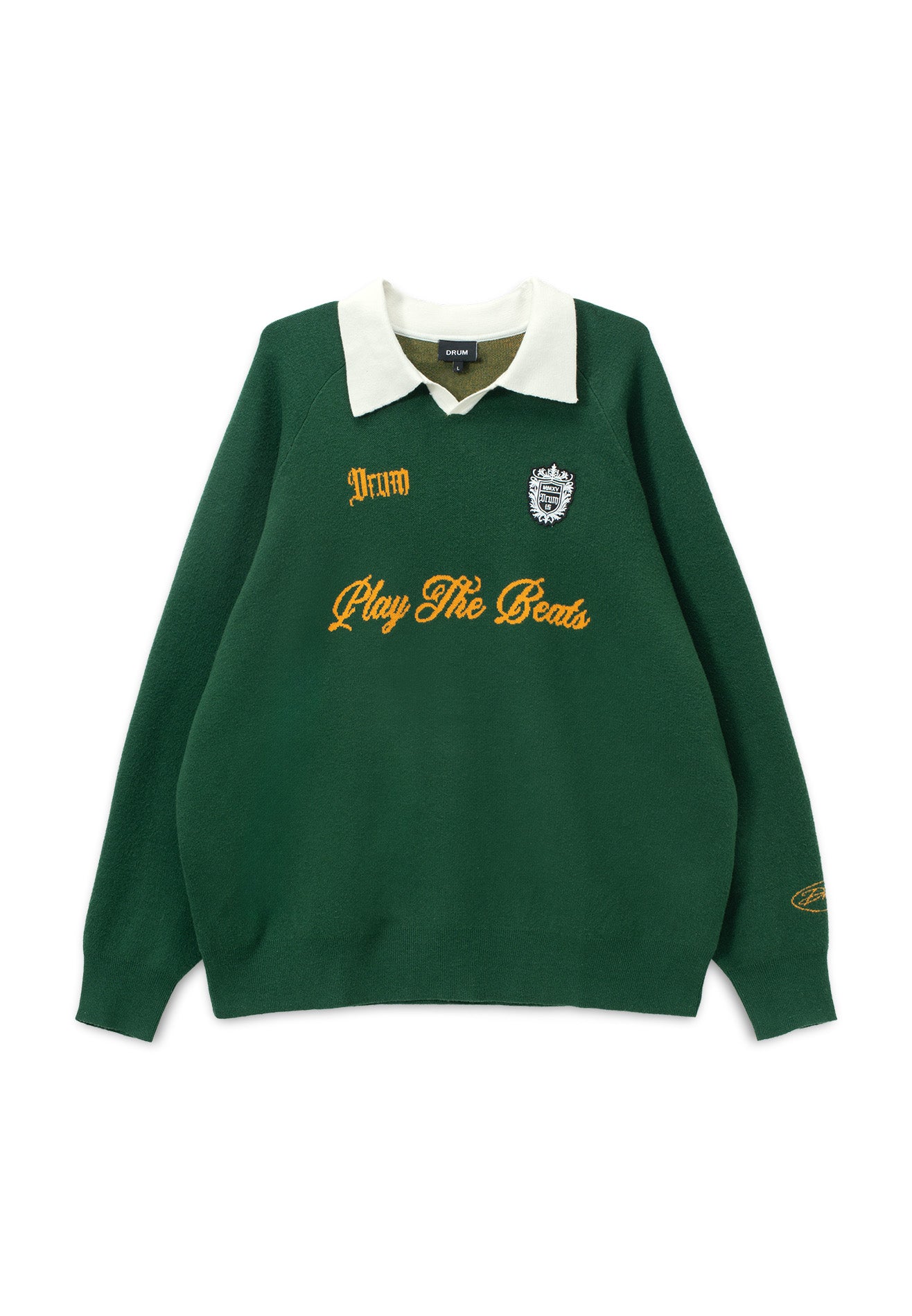 DRUM S. Polo Knitted Long Sleeve Sweater - Dark Green