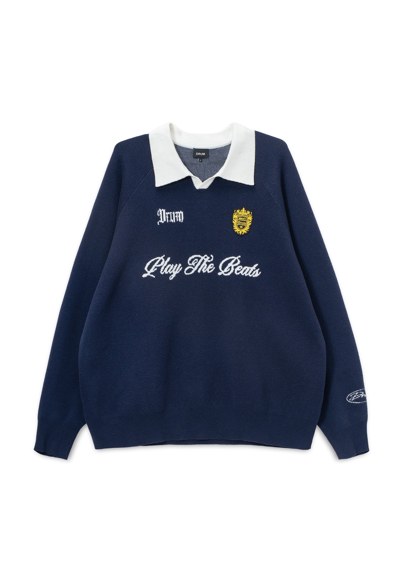 DRUM S. Polo Knitted Long Sleeve Sweater - Navy