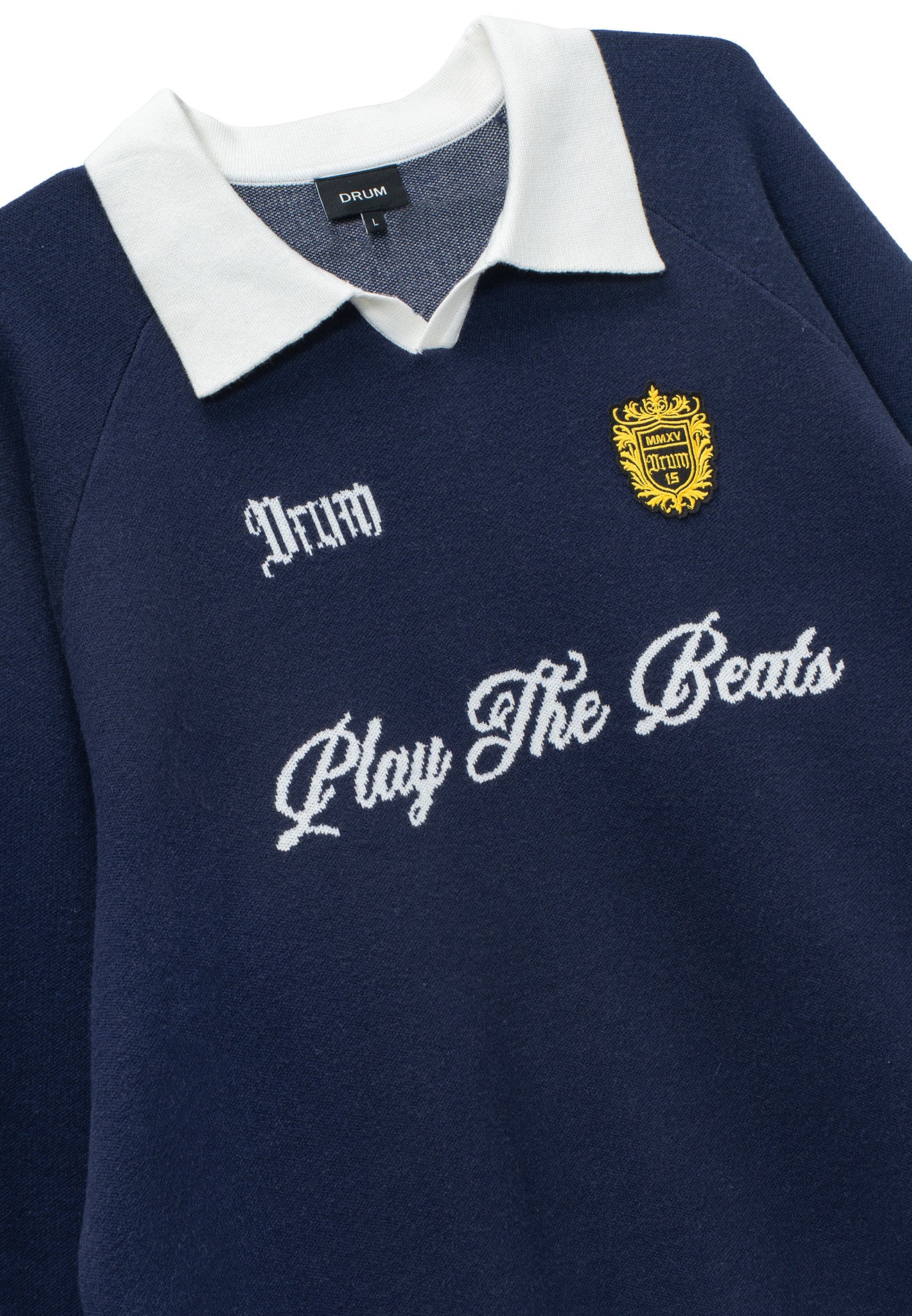 DRUM S. Polo Knitted Long Sleeve Sweater - Navy