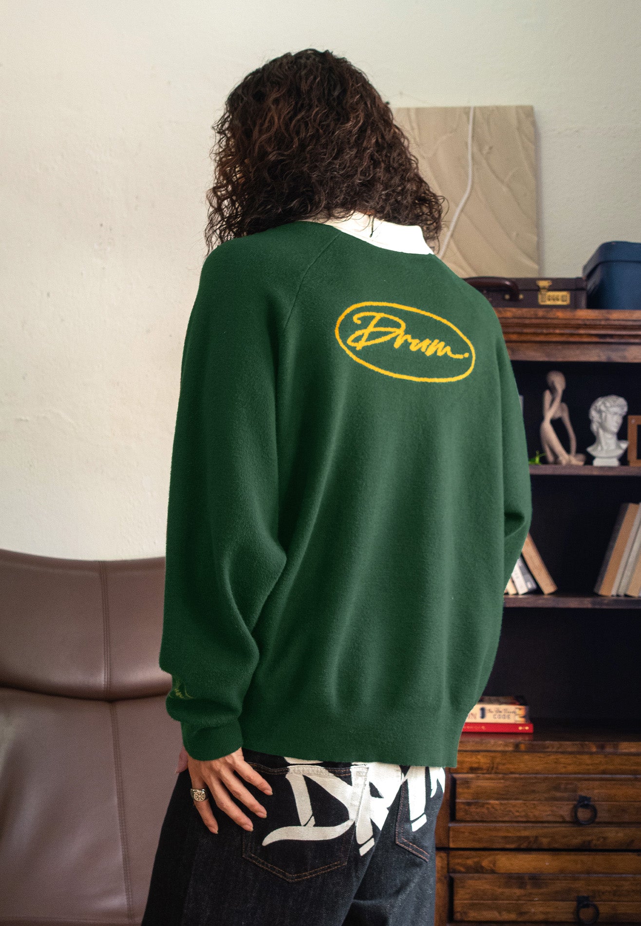 DRUM S. Polo Knitted Long Sleeve Sweater - Dark Green