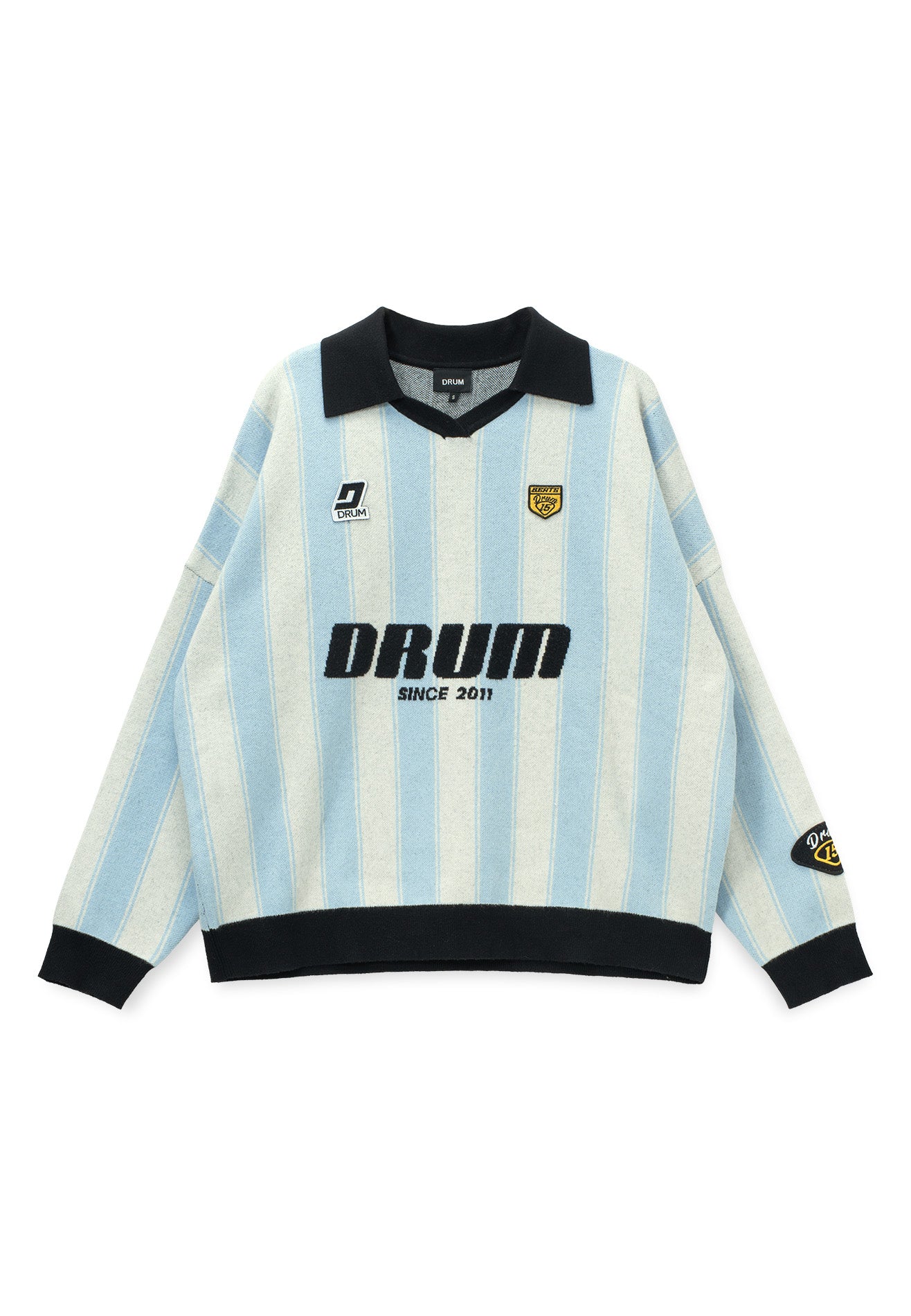DRUM S. Knitted Polo Jumper- Light Blue