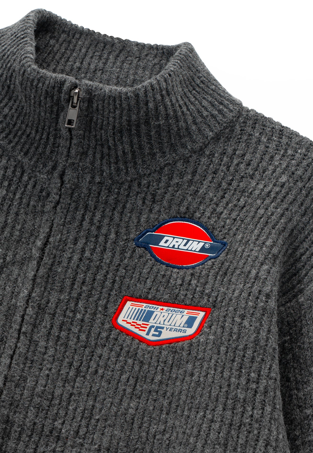DRUM S. Women Knitted Zipper Jumper- Dark Grey