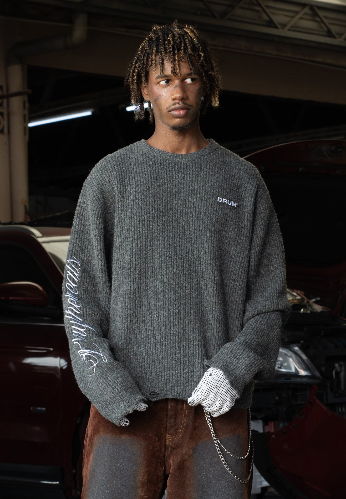 DRUM S. 80's Workshop Edition Knitted Jumper- Dark Grey