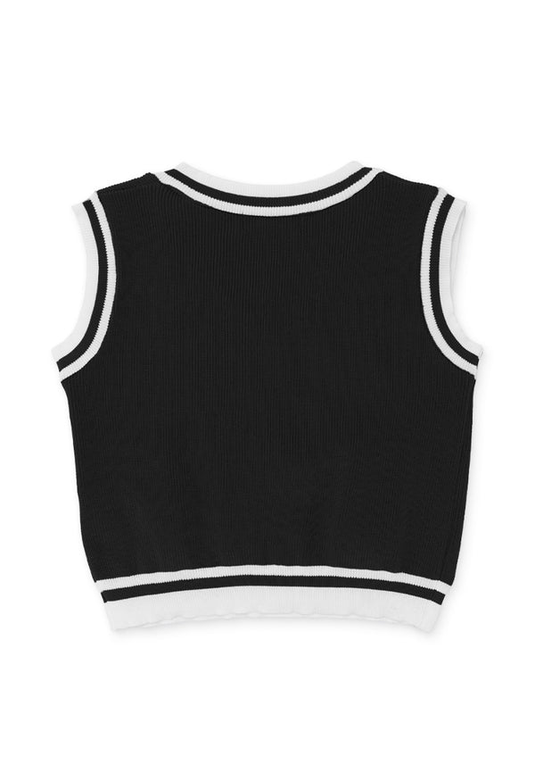 Sleeveless Knit Vest- Black