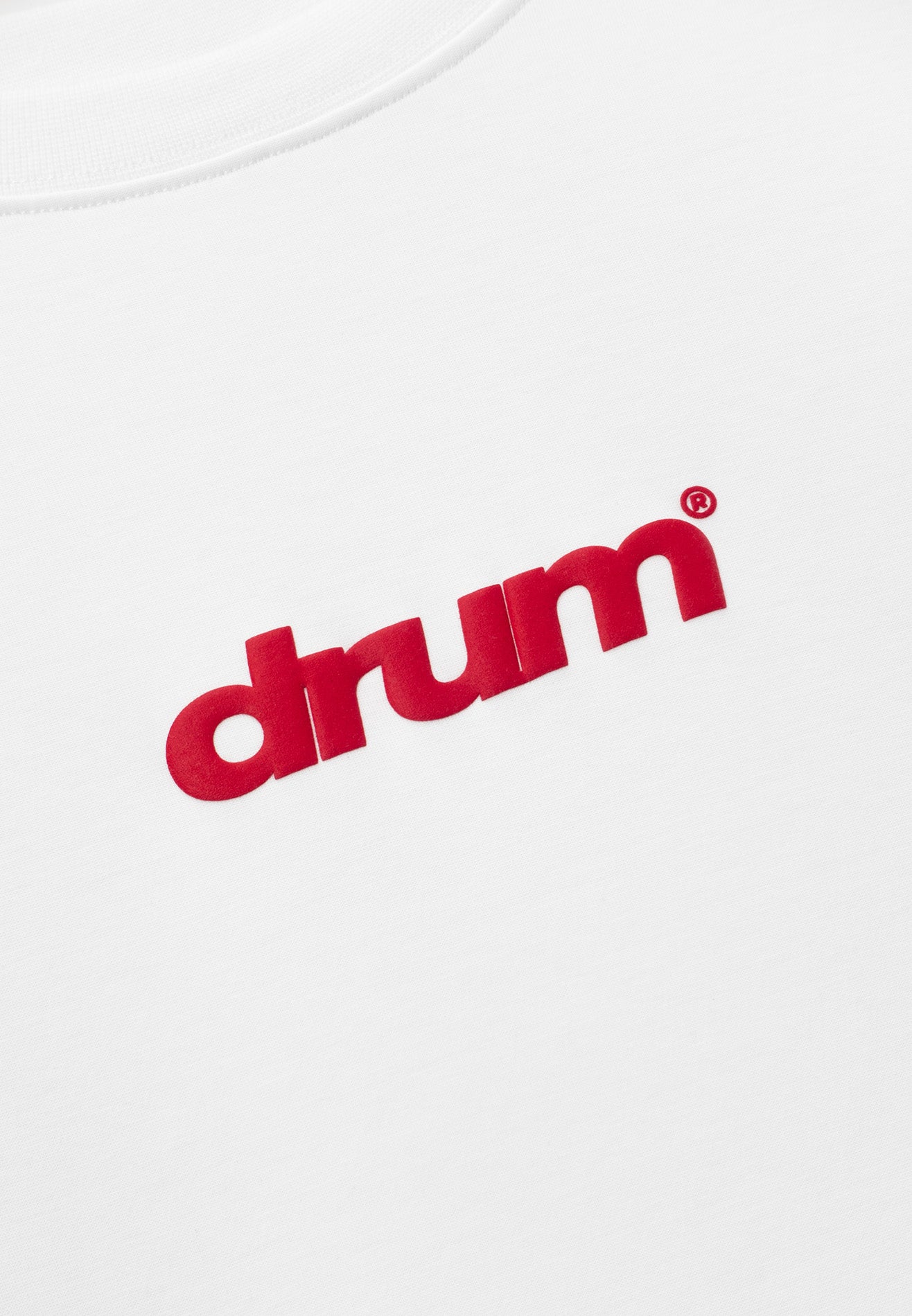 DRUM E. No Cap Logo Puff Print Oversized Tee- White