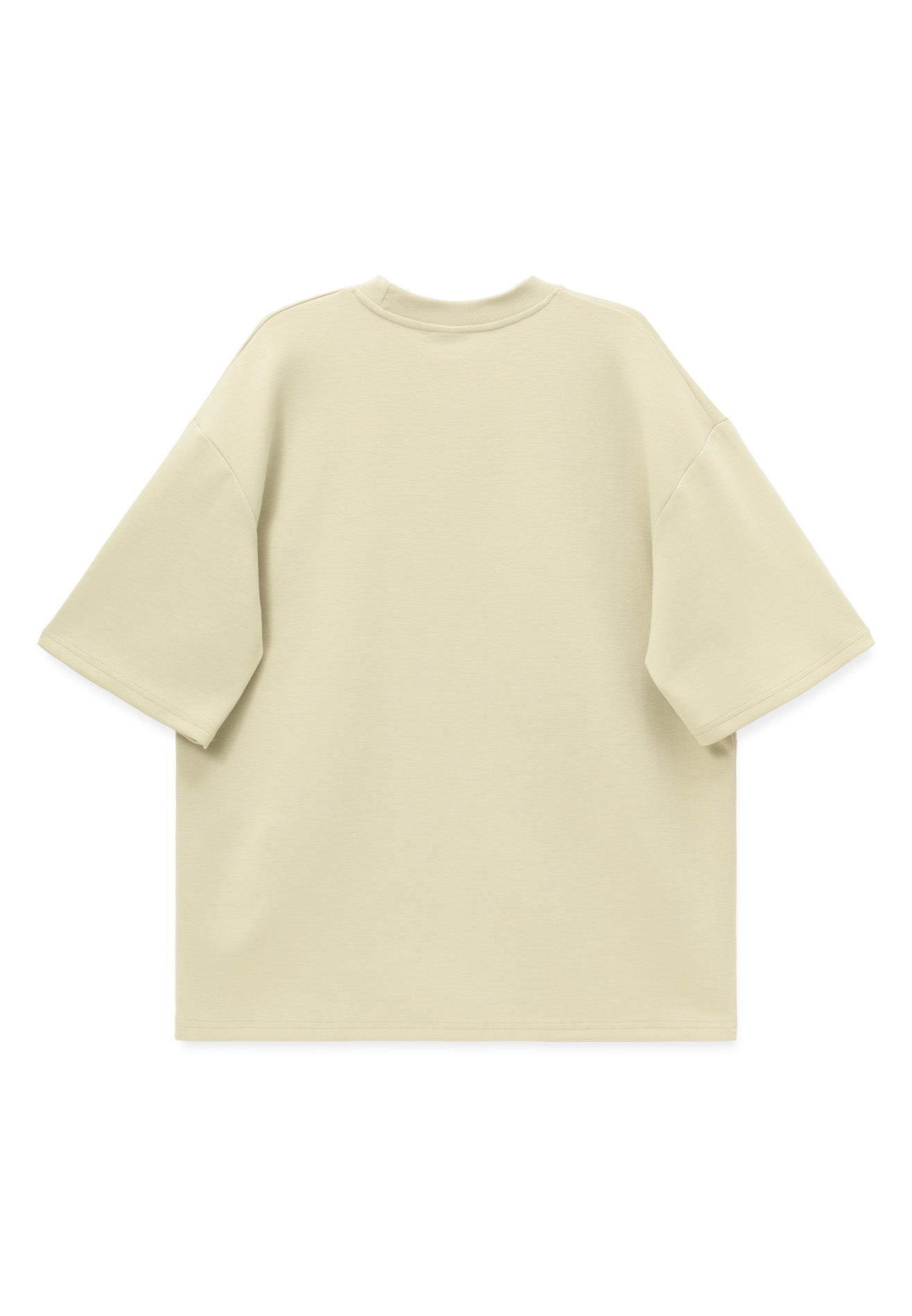 DRUM E. No Cap Logo Puff Print Oversized Tee- Beige