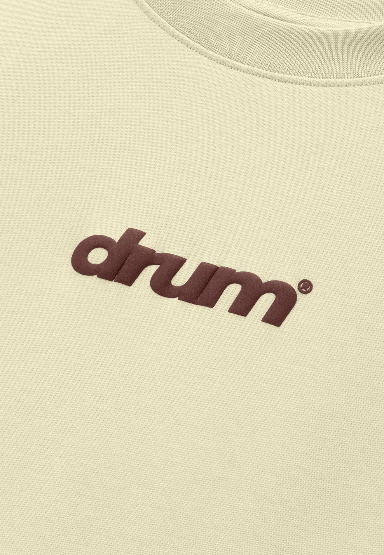 DRUM E. No Cap Logo Puff Print Oversized Tee- Beige