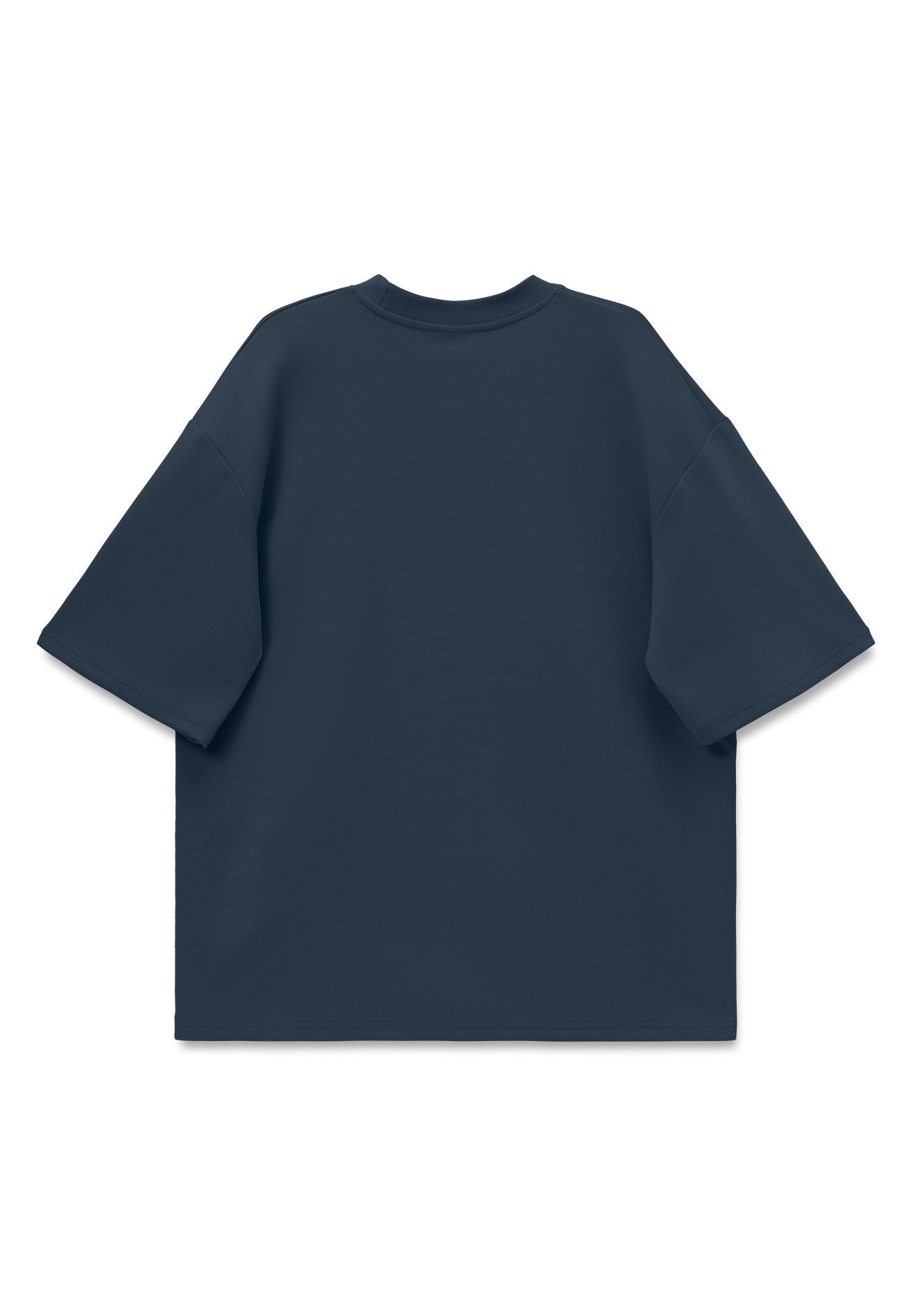 DRUM E. No Cap Logo Puff Print Oversized Tee- Navy