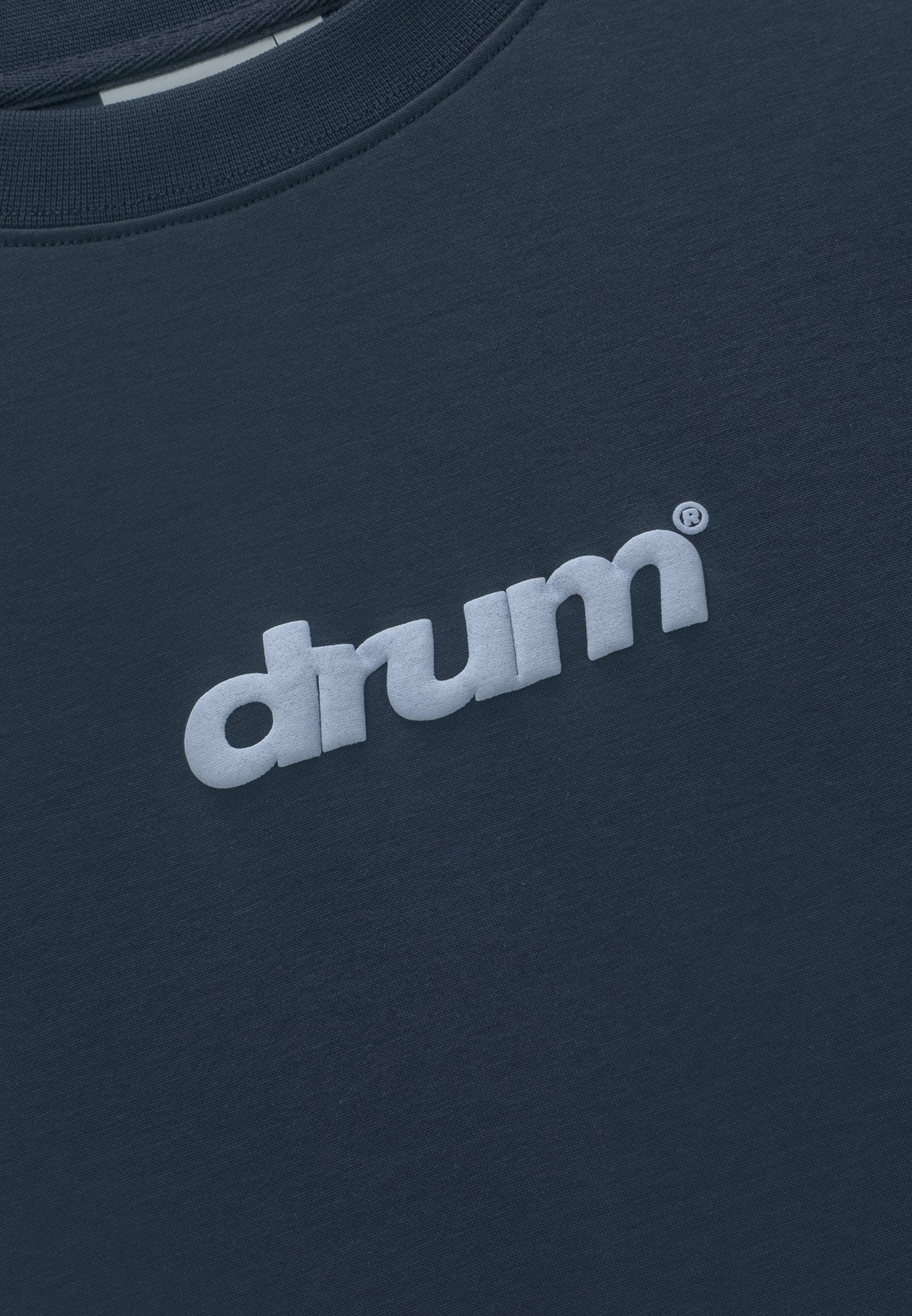DRUM E. No Cap Logo Puff Print Oversized Tee- Navy