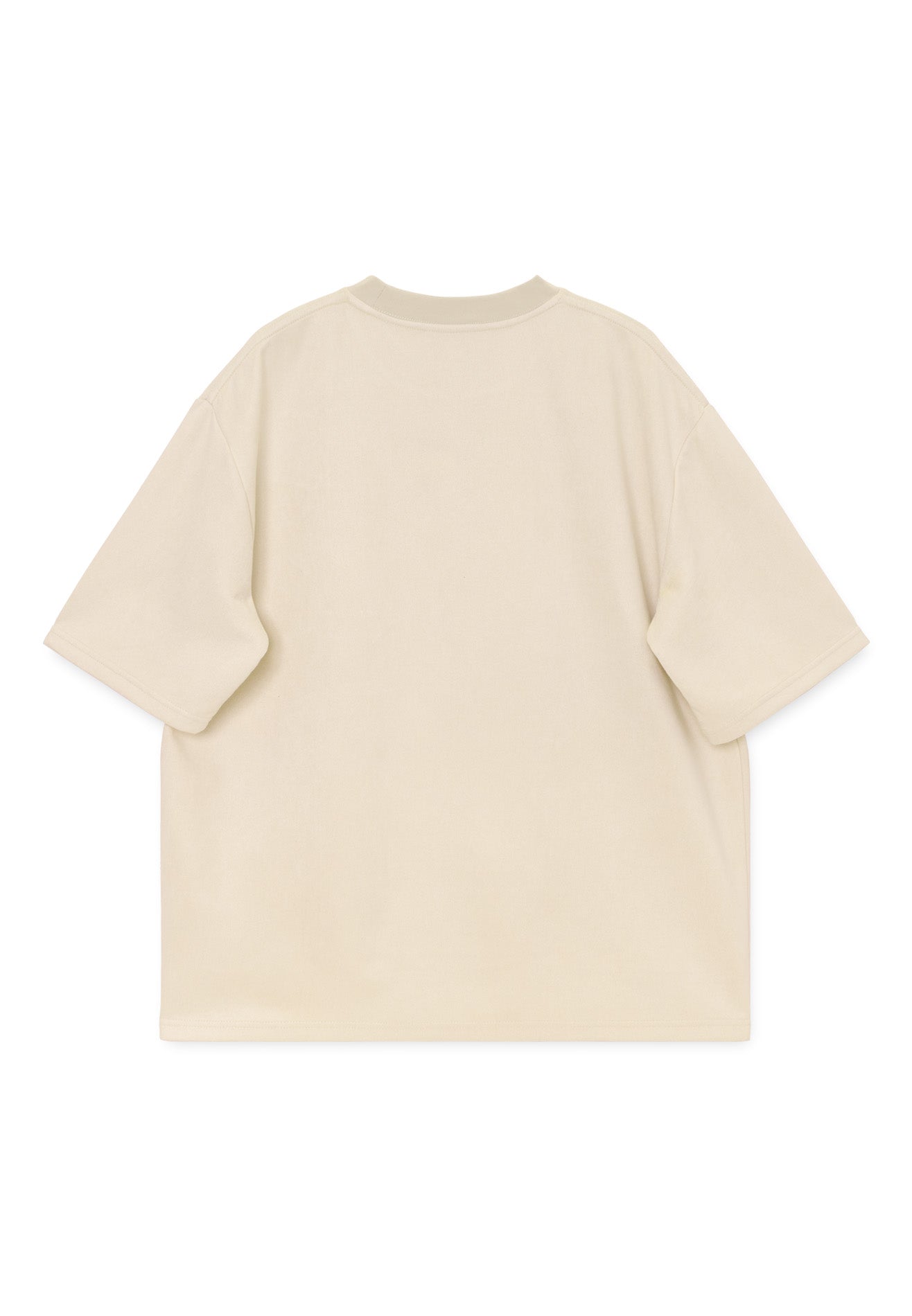 DRUM E. Logo Embossed Velvety Oversized Tee- Beige