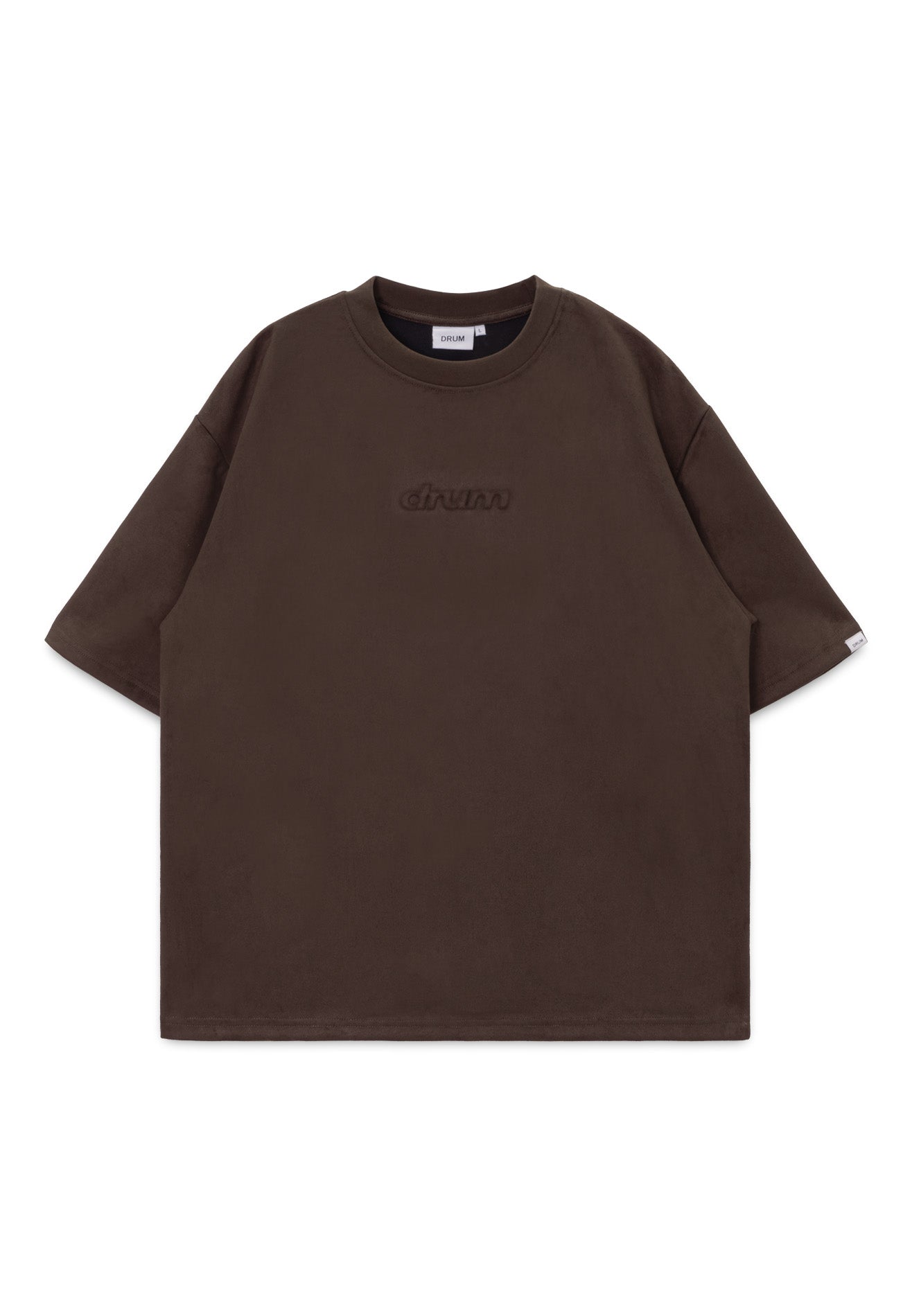 DRUM E. Logo Embossed Velvety Oversized Tee- Brown