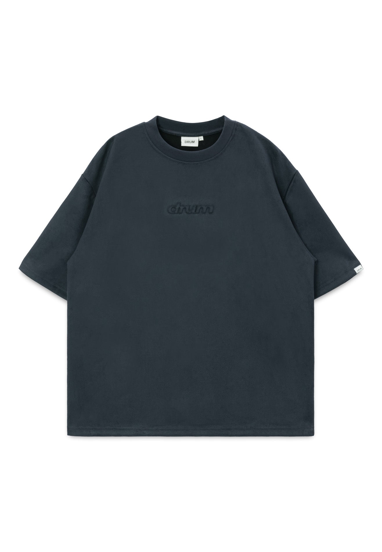 DRUM E. Logo Embossed Velvety Oversized Tee- Navy