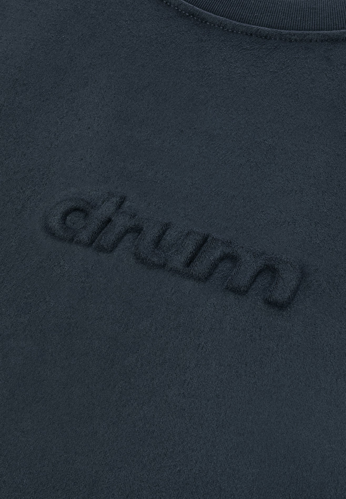 DRUM E. Logo Embossed Velvety Oversized Tee- Navy