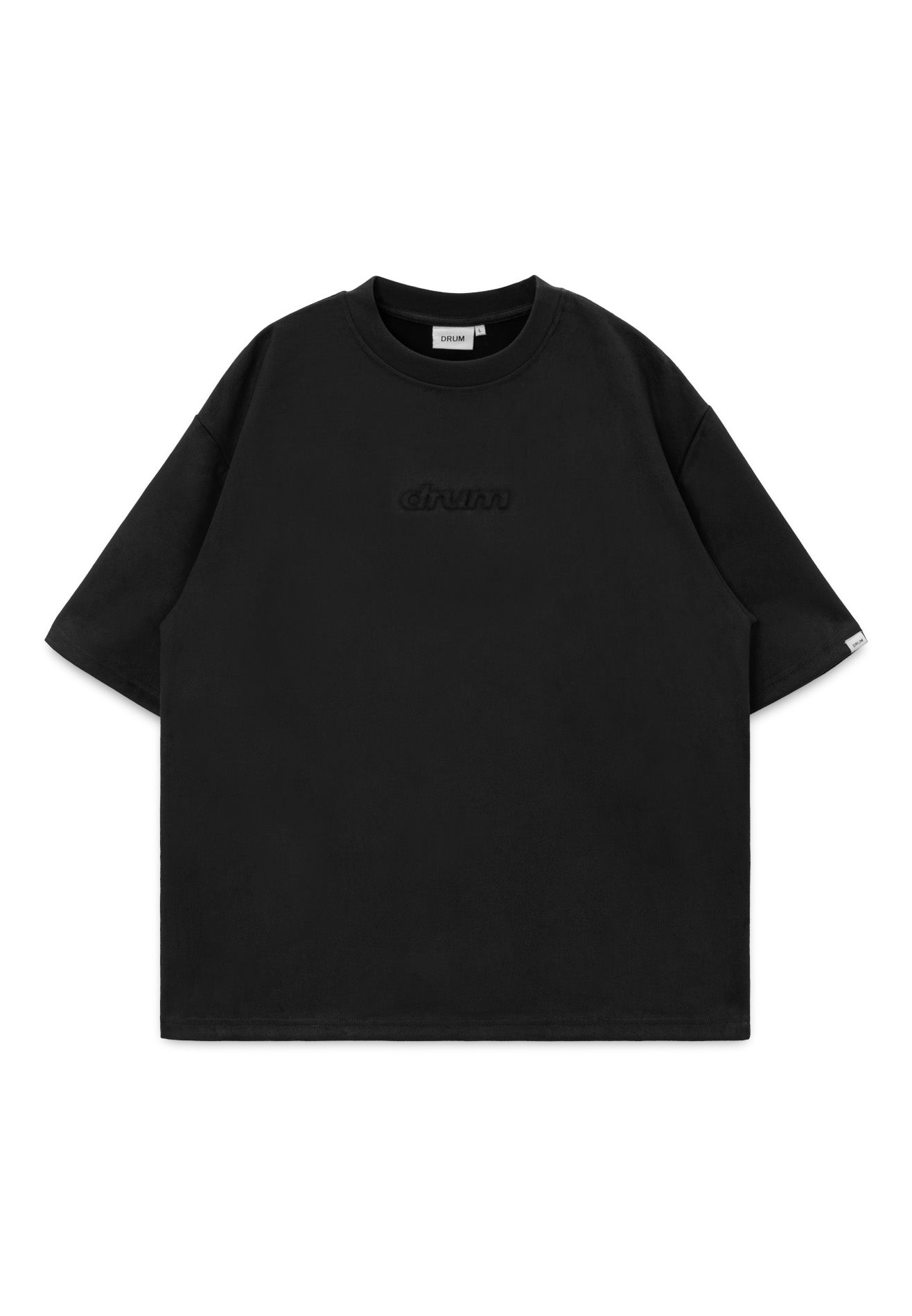 DRUM E. Logo Embossed Velvety Oversized Tee- Black