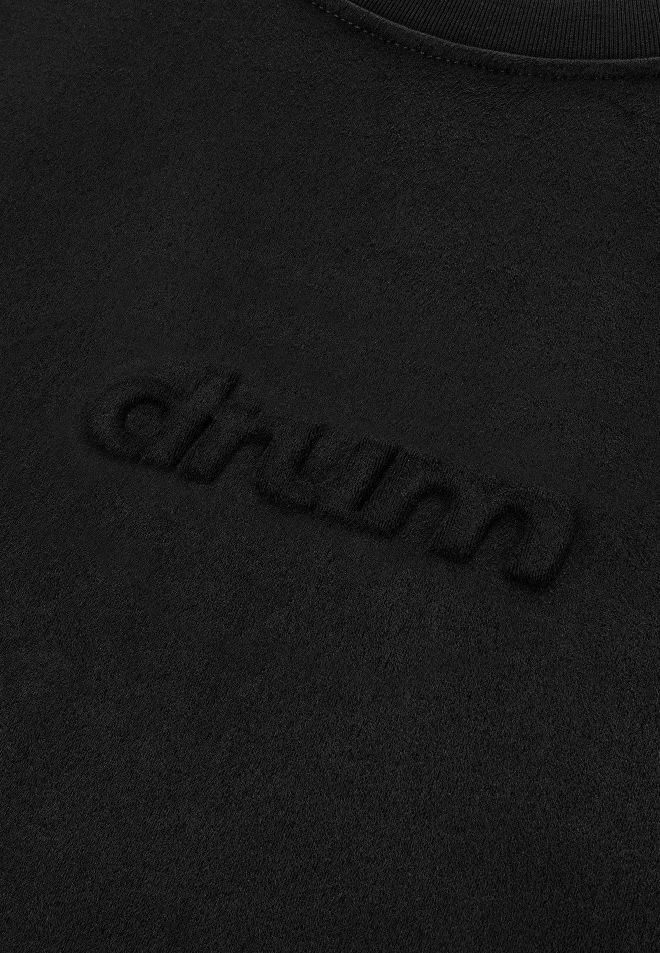 DRUM E. Logo Embossed Velvety Oversized Tee- Black