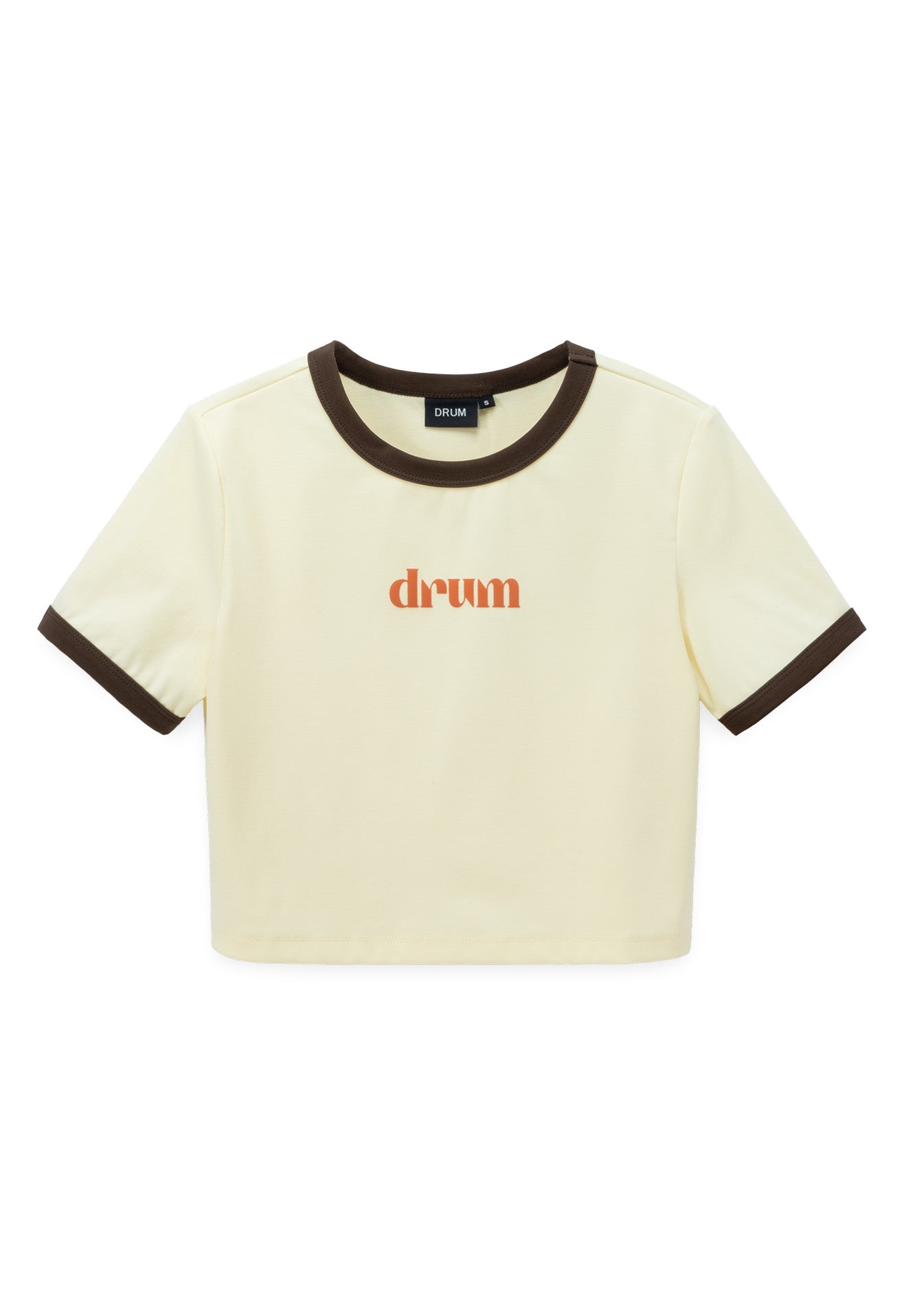 DRUM E. Women Logo Print Crop Top- Beige