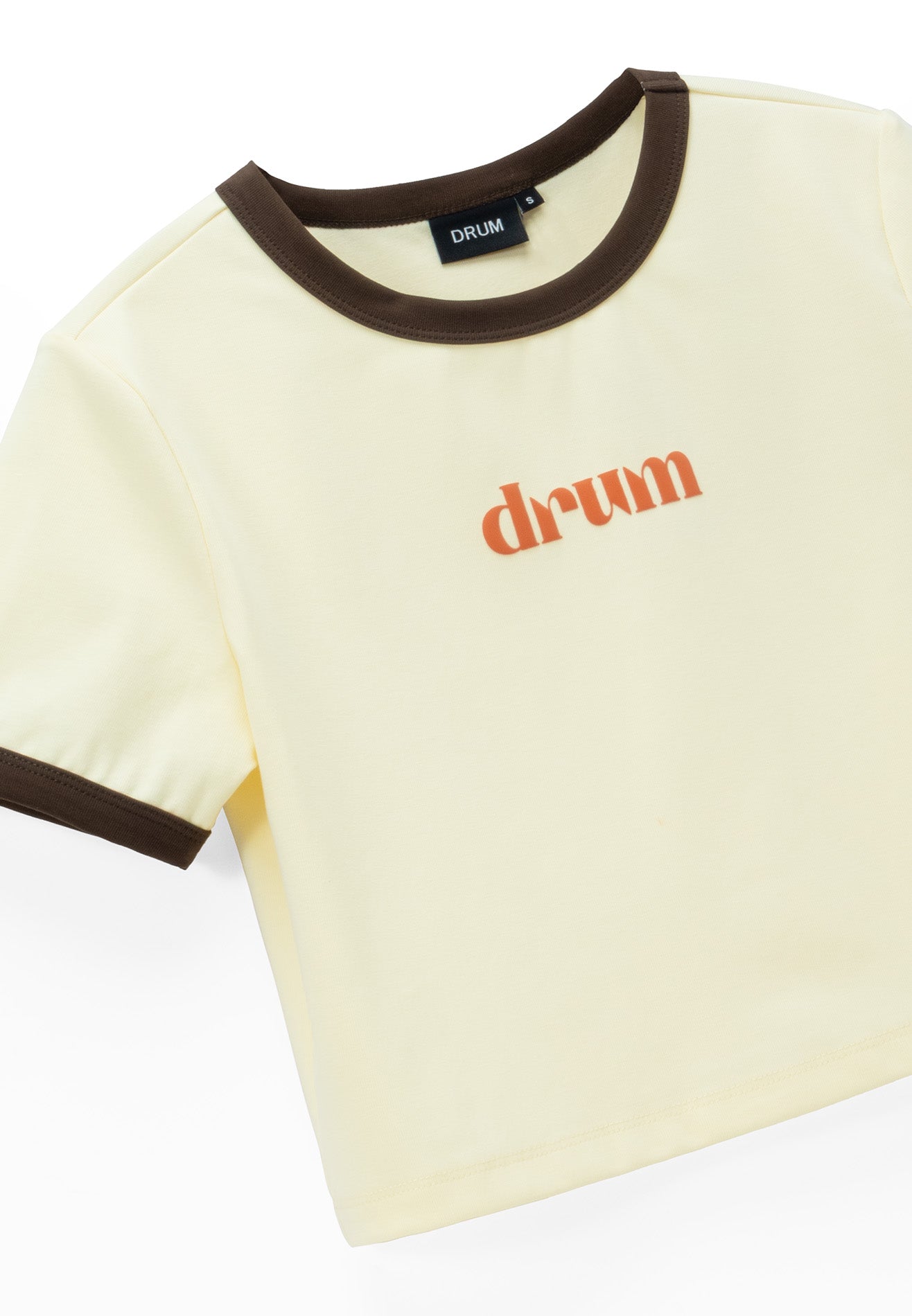 DRUM E. Women Logo Print Crop Top- Beige