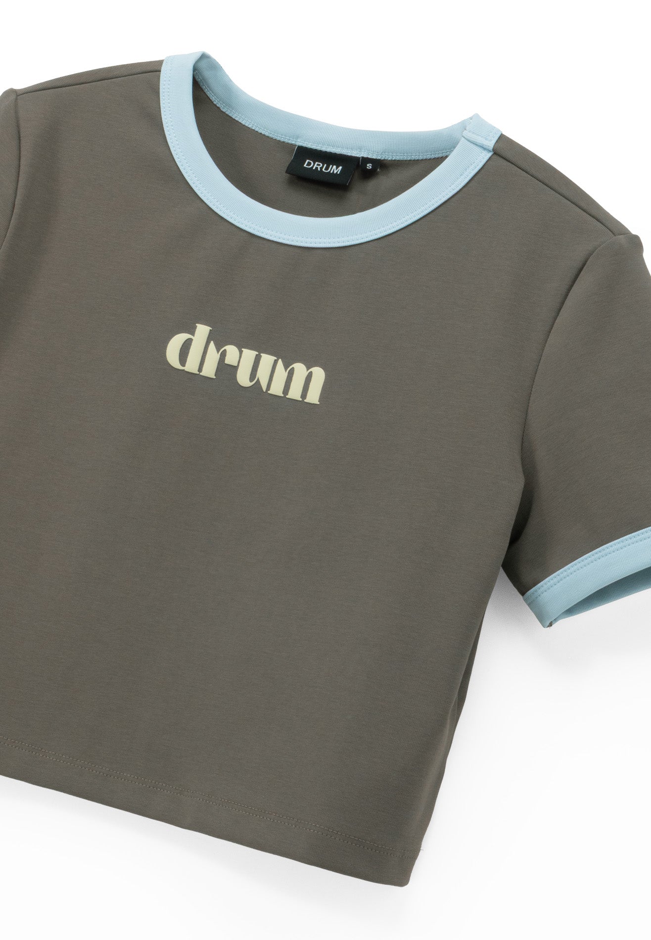 DRUM E. Women Logo Print Crop Top- Grey