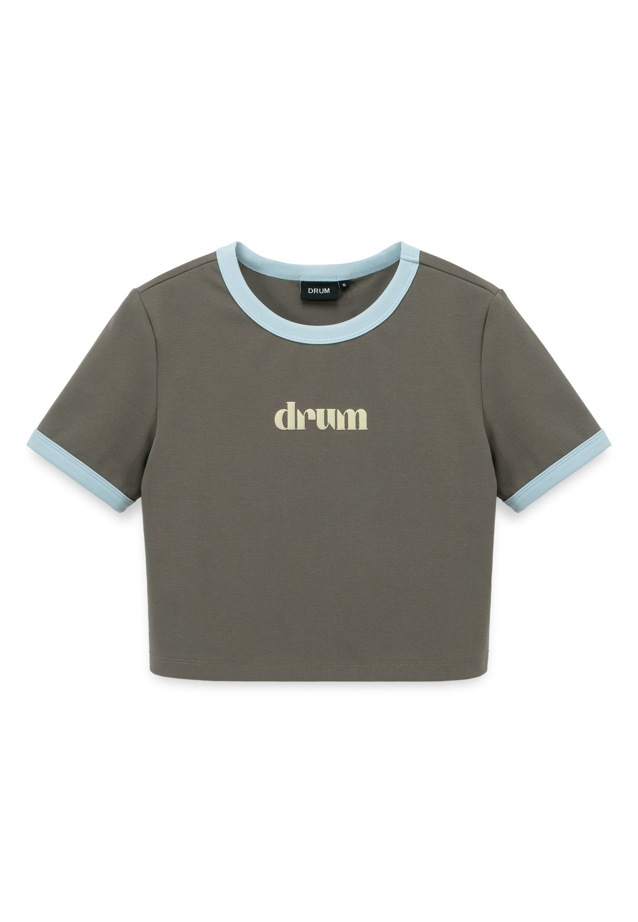 DRUM E. Women Logo Print Crop Top- Grey