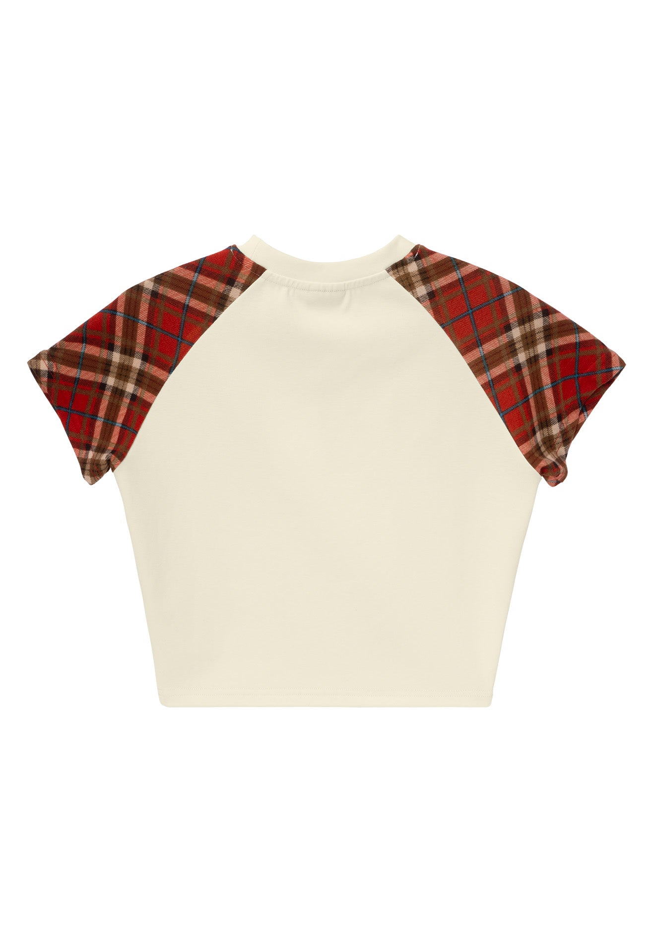 DRUM E. Women Checked Raglan Sleeve Top- Beige
