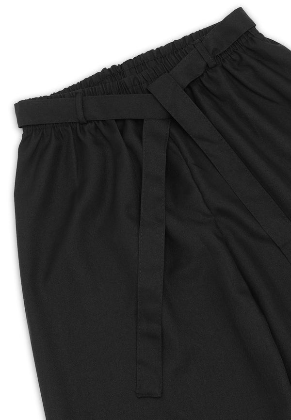 Tie-Waist Long Pant- Black
