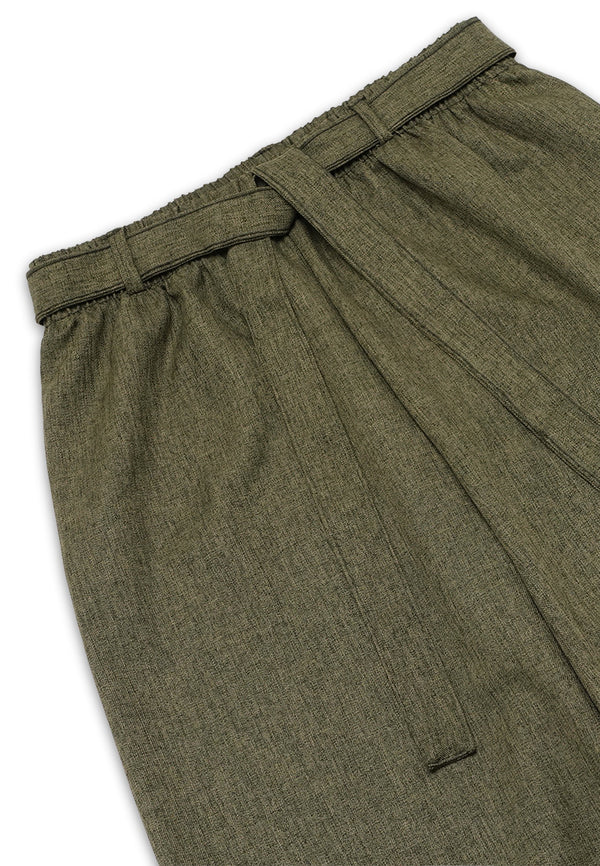 Tie-Waist Long Pant- Green
