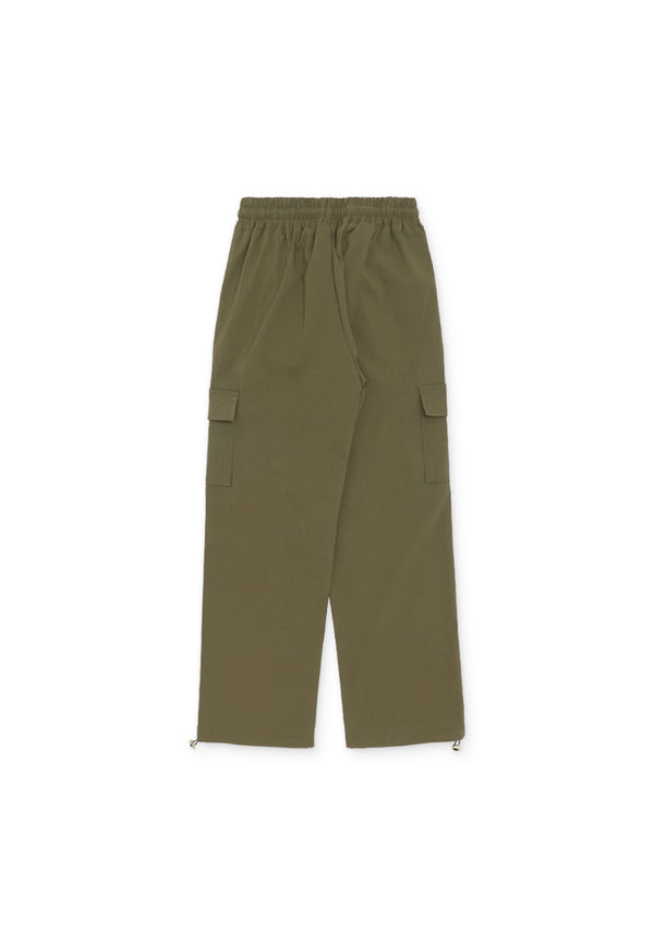 Side Pocket Cargo Bottom Drawstring Pants-Green
