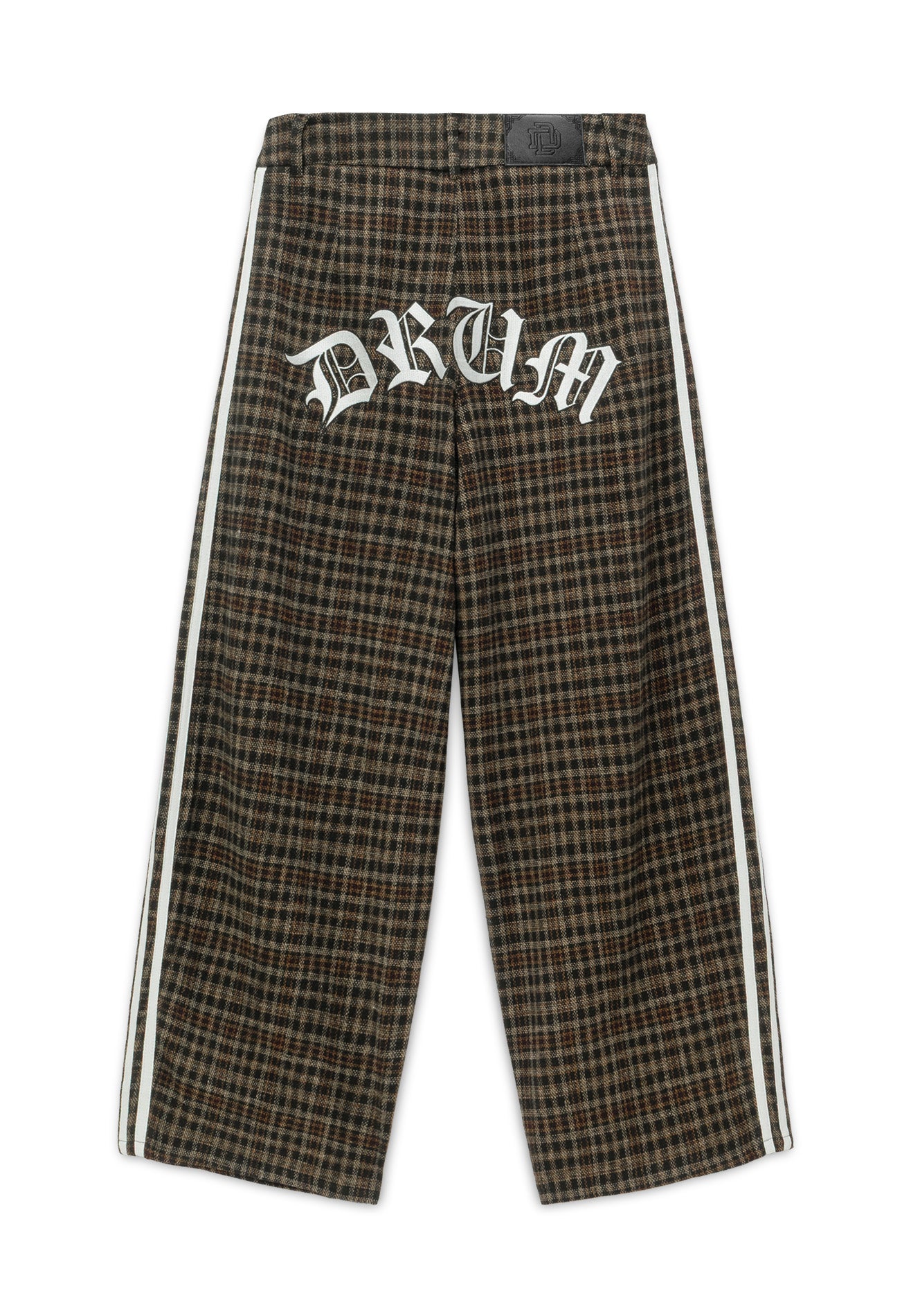 DRUM S. Checkmate Edition Flannel Pleated Long Pants - Brown