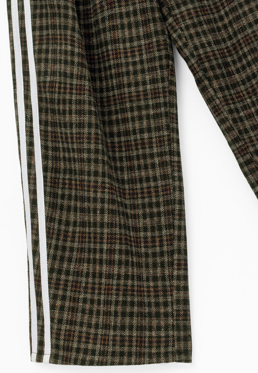 DRUM S. Checkmate Edition Flannel Pleated Long Pants - Brown
