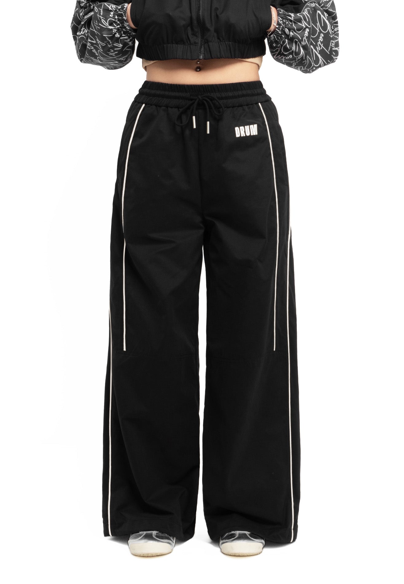 SELECT Ladies Reflective details Baggy Long Pants- Black