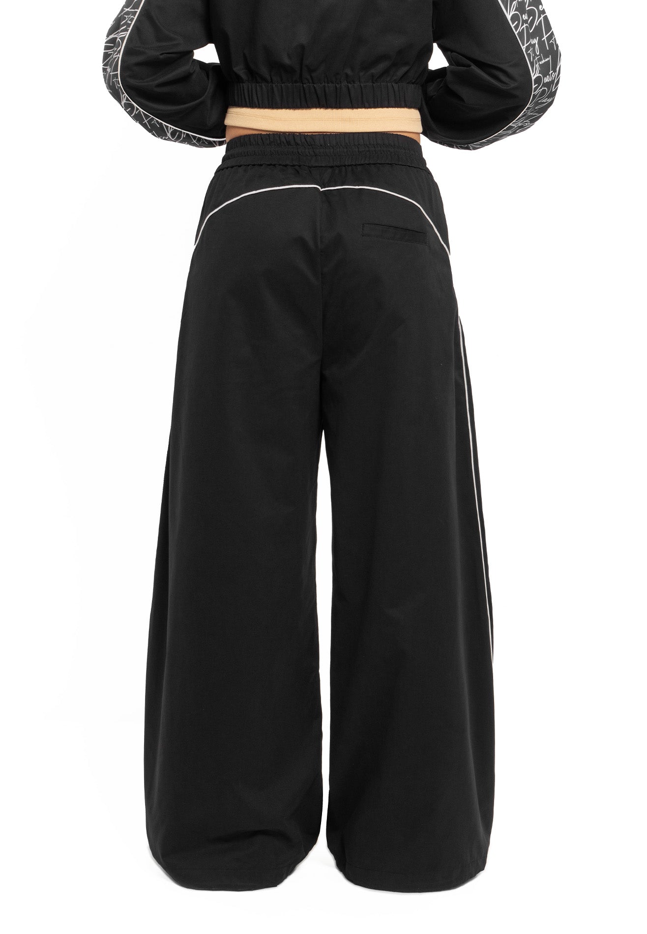 SELECT Ladies Reflective details Baggy Long Pants- Black