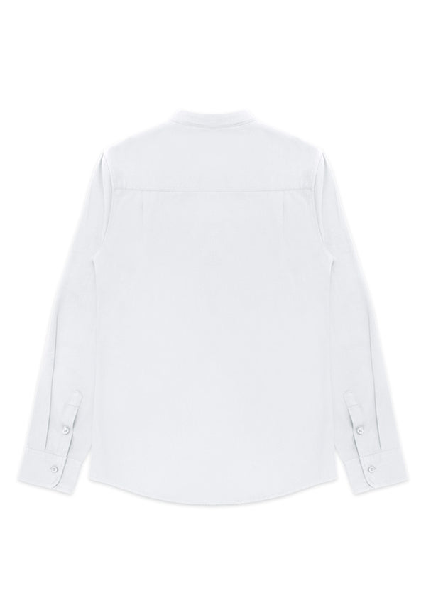 DRUM Mandarin Collar Long Sleeve Shirt- White