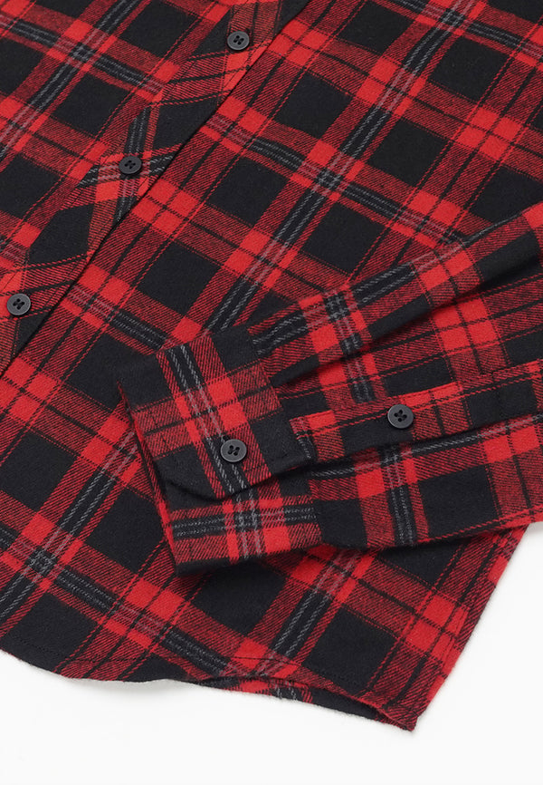DRUM Checked Long Sleeve Shirt - Red