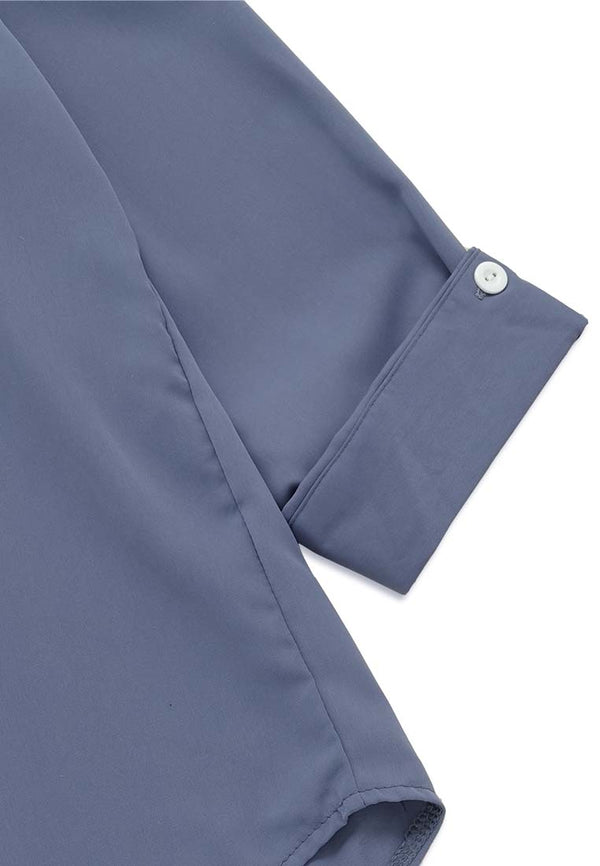 Oversized Buttons Plain Shirt- Blue