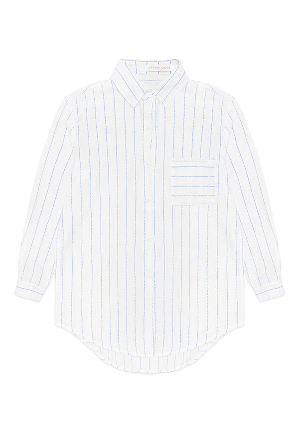 Stripe Line Long Sleeve Shirt- Blue