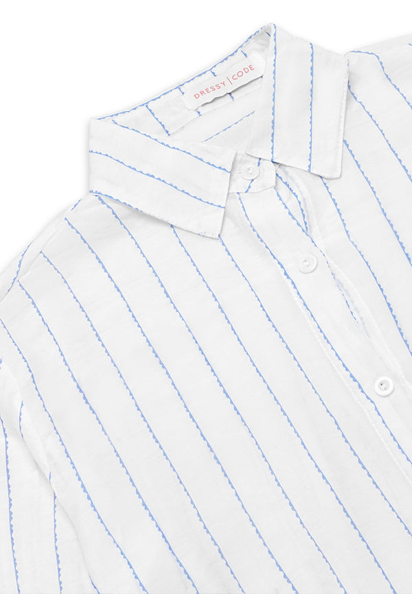 Stripe Line Long Sleeve Shirt- Blue