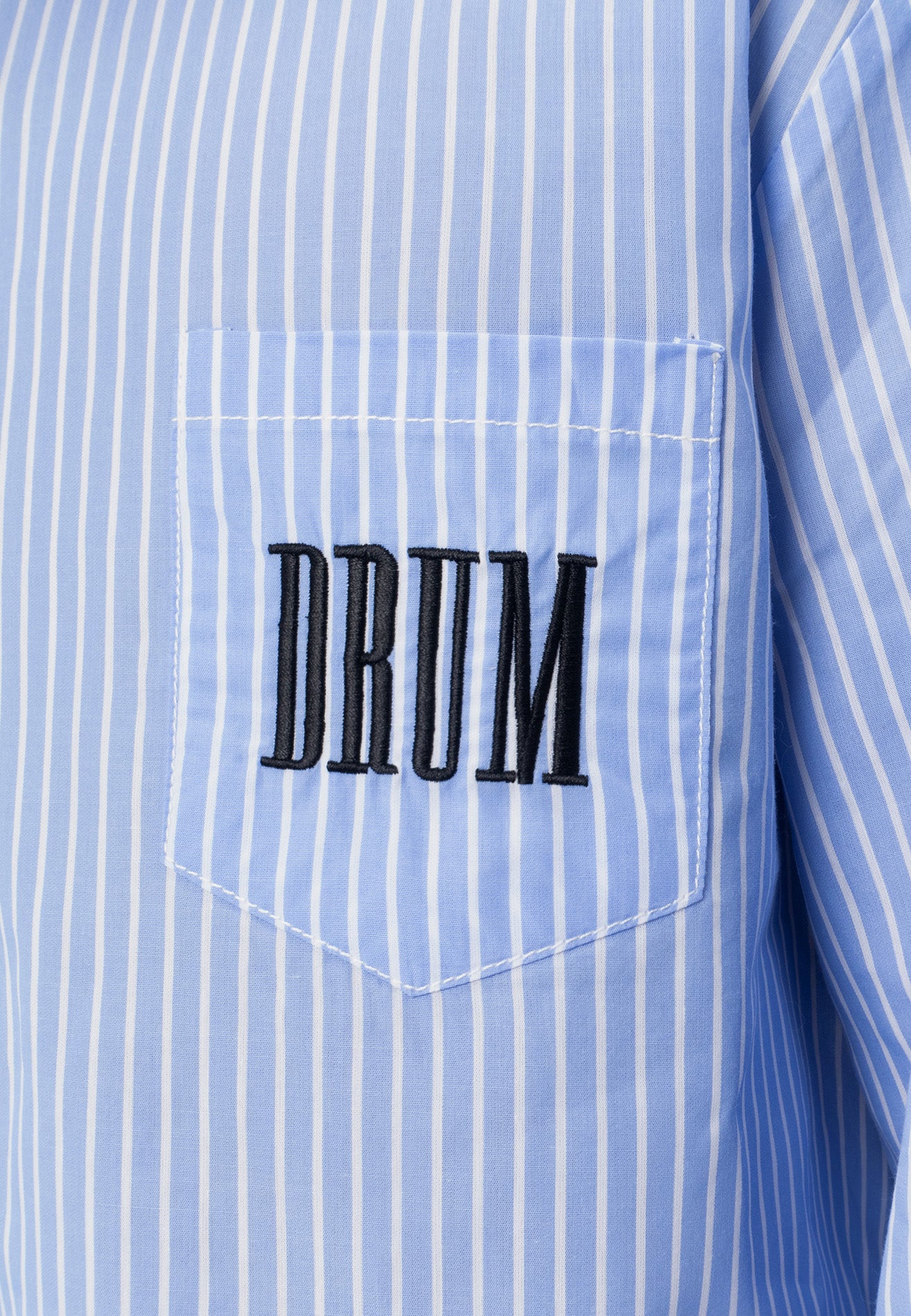 DRUM SELECT Casual Stripe Oversized Long Sleeve Shirt - Light Blue