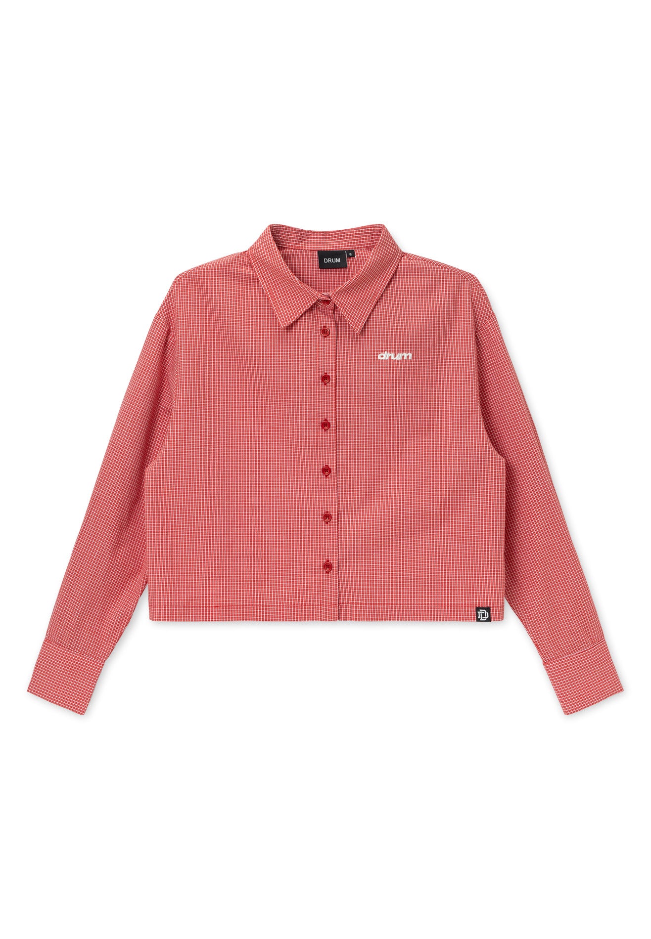 DRUM S. Women Checkmate Edition Long Sleeve Crop Shirt- Red