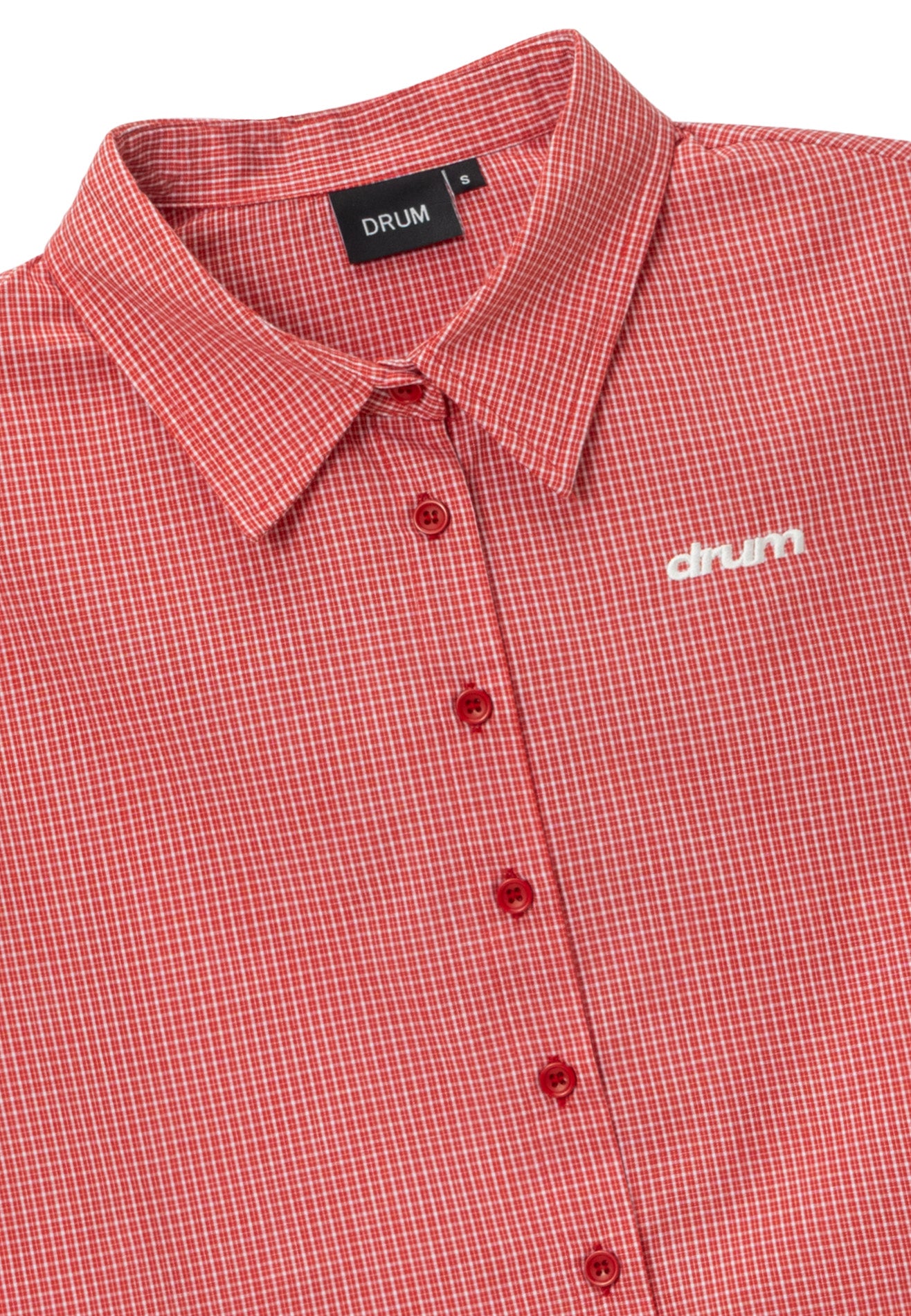 DRUM S. Women Checkmate Edition Long Sleeve Crop Shirt- Red