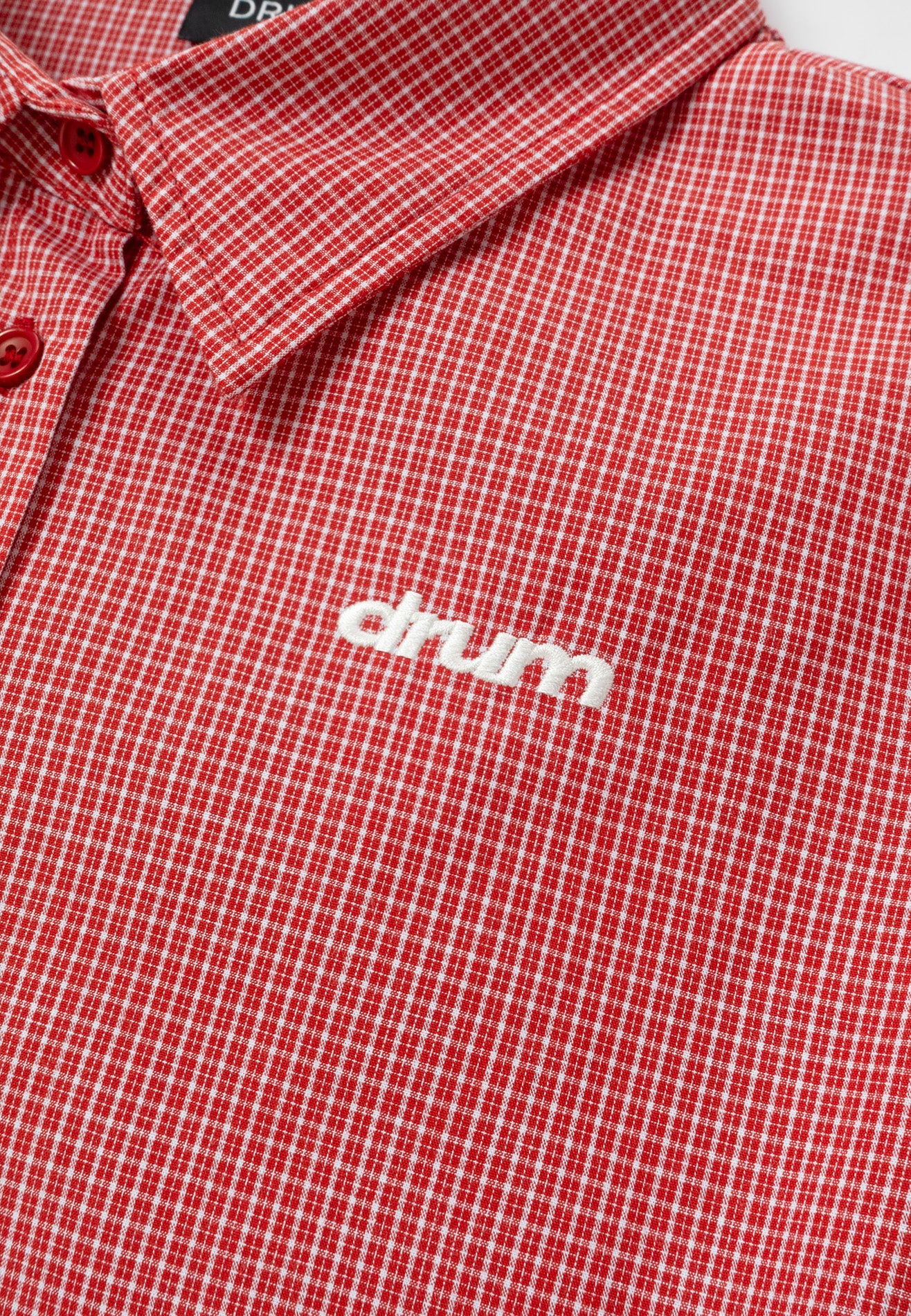 DRUM S. Women Checkmate Edition Long Sleeve Crop Shirt- Red