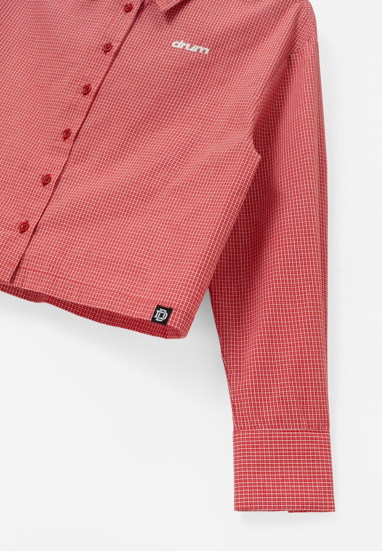 DRUM S. Women Checkmate Edition Long Sleeve Crop Shirt- Red