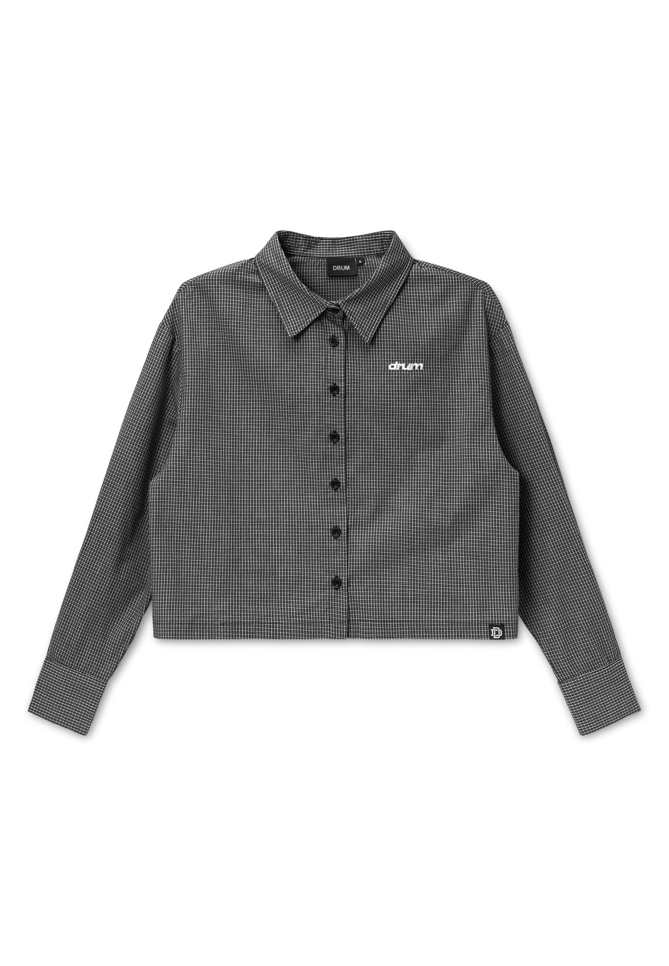DRUM S. Women Checkmate Edition Long Sleeve Crop Shirt- Black