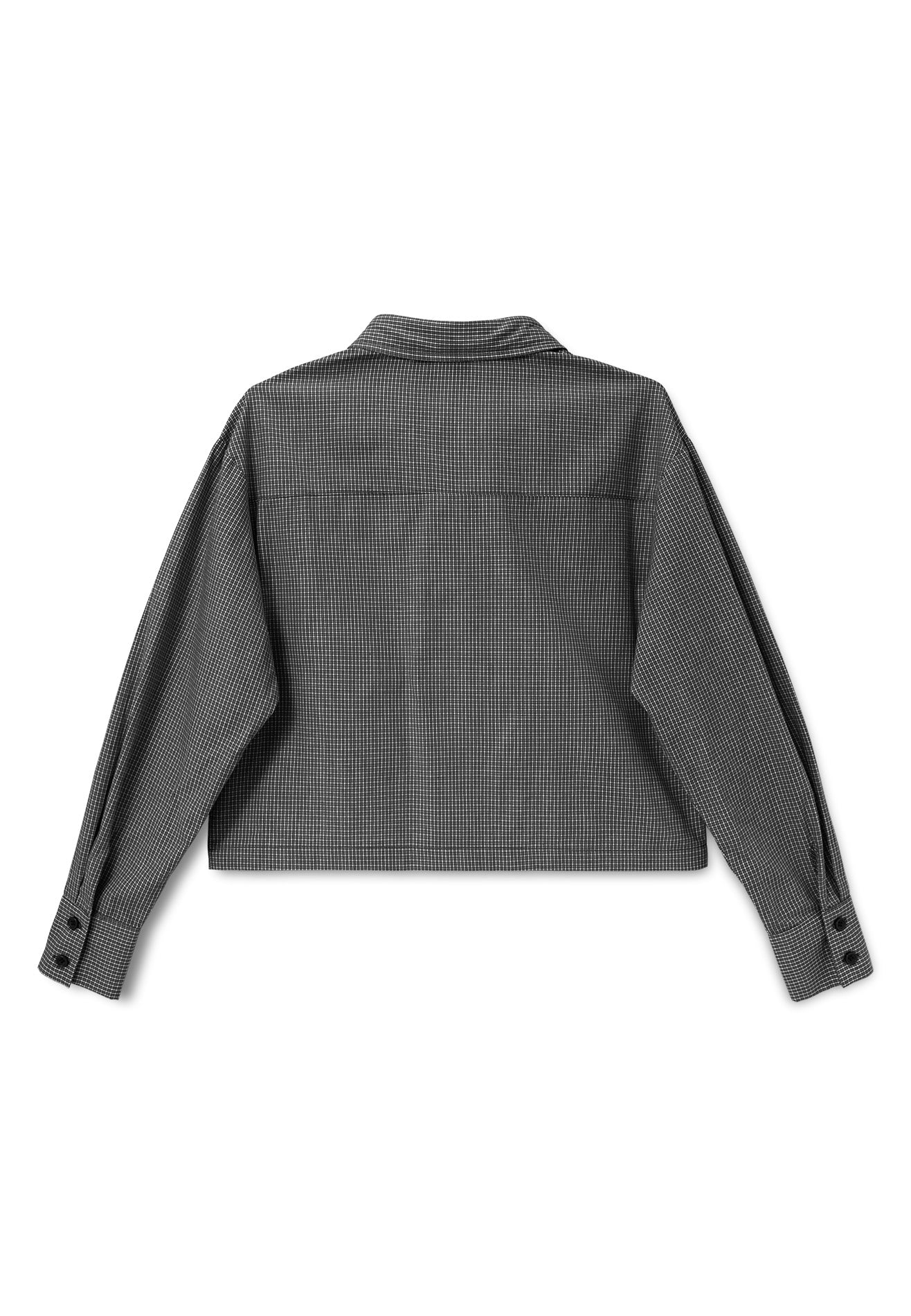 DRUM S. Women Checkmate Edition Long Sleeve Crop Shirt- Black