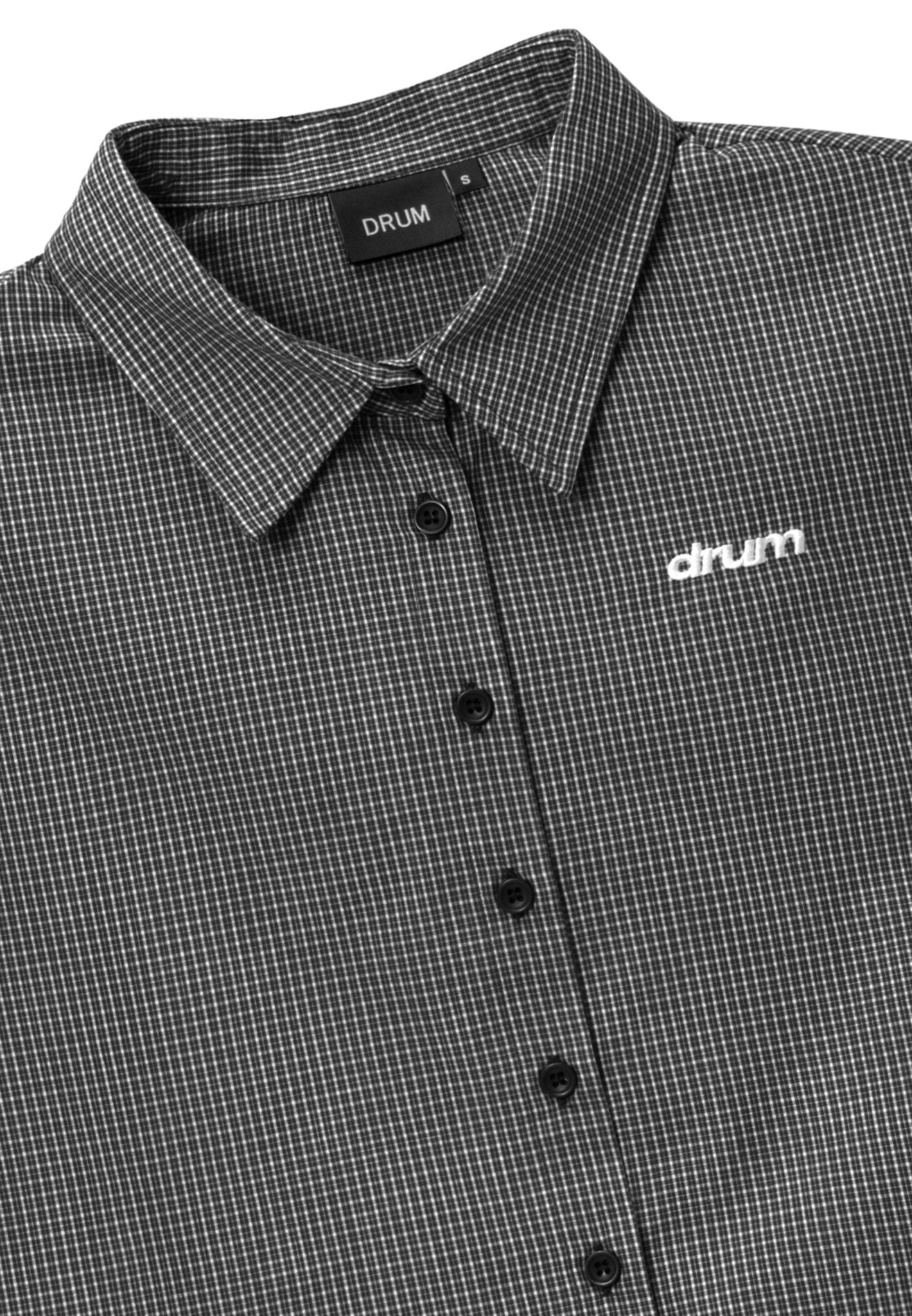 DRUM S. Women Checkmate Edition Long Sleeve Crop Shirt- Black