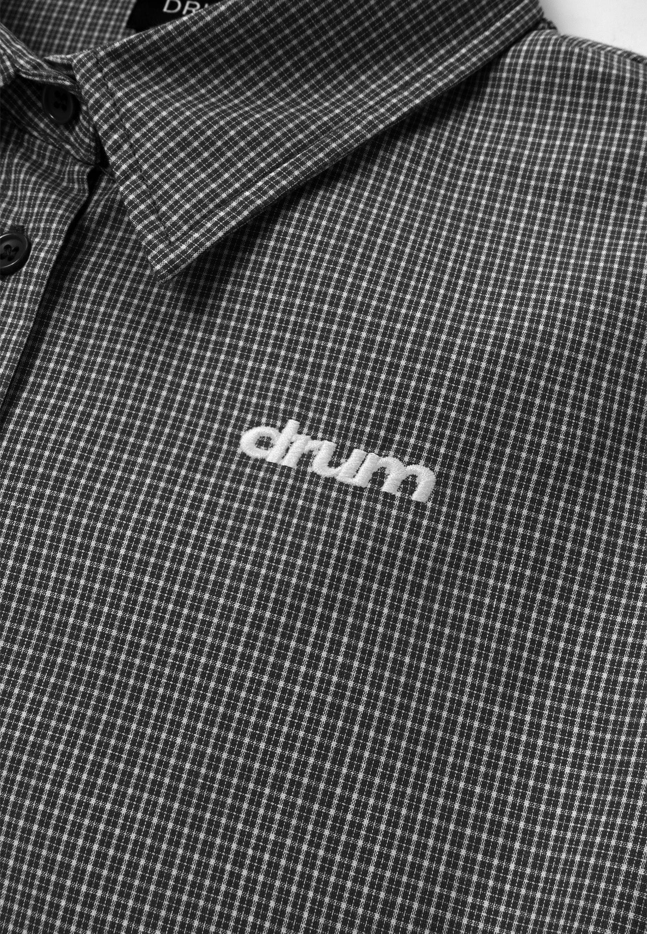 DRUM S. Women Checkmate Edition Long Sleeve Crop Shirt- Black