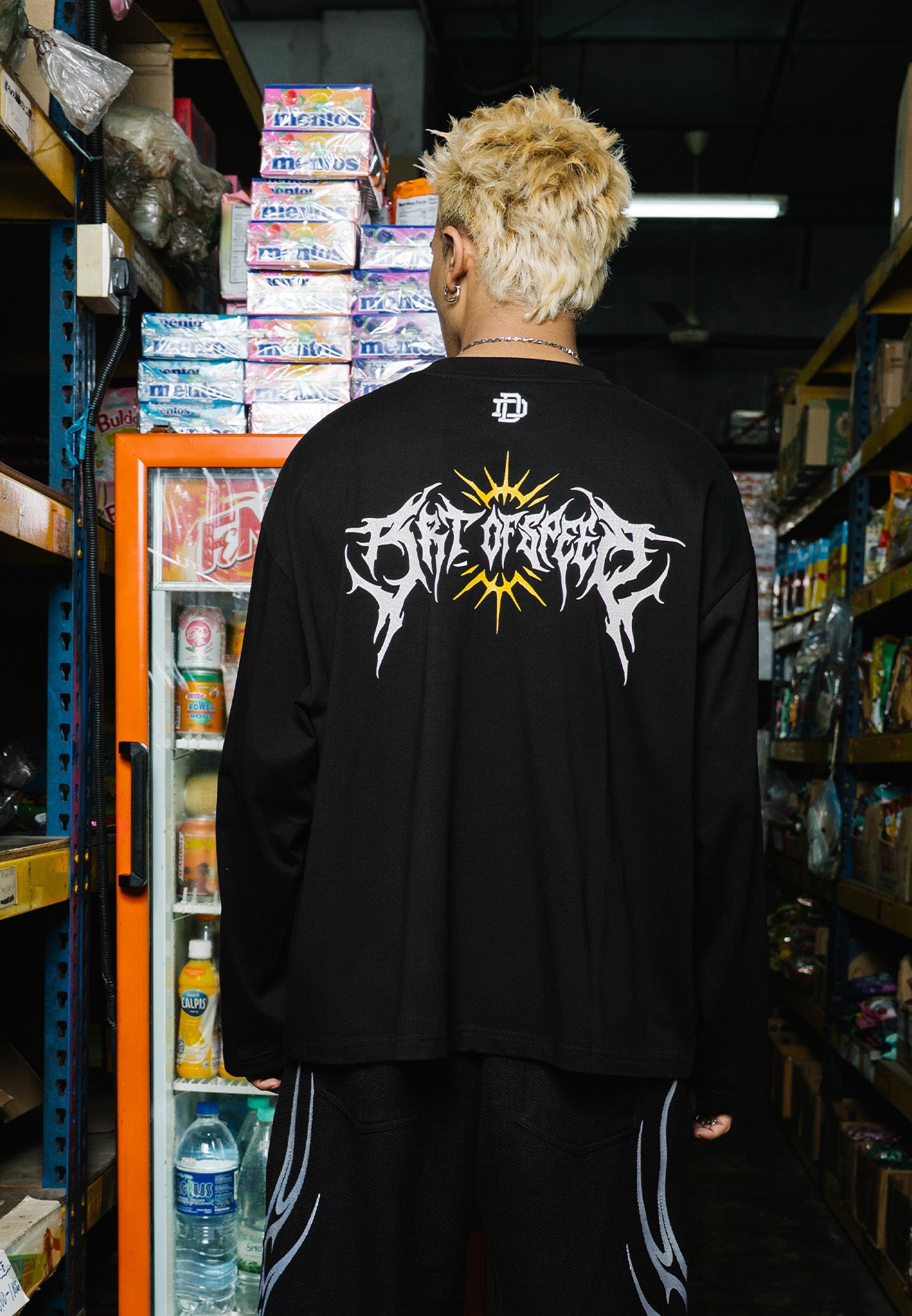 DRUM X AOS Trible Graphic Long Sleeve Tee- Black