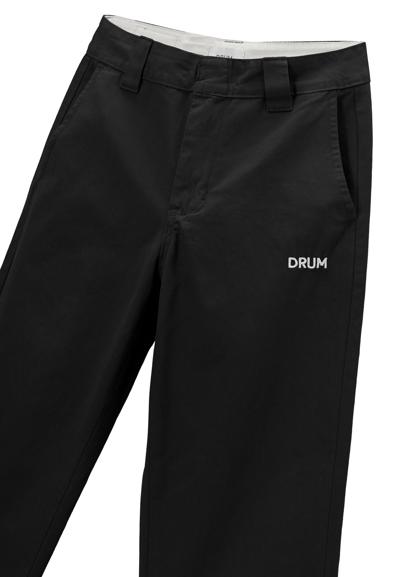 DRUM S. Classic Regular Fit Cotton Pants- Black