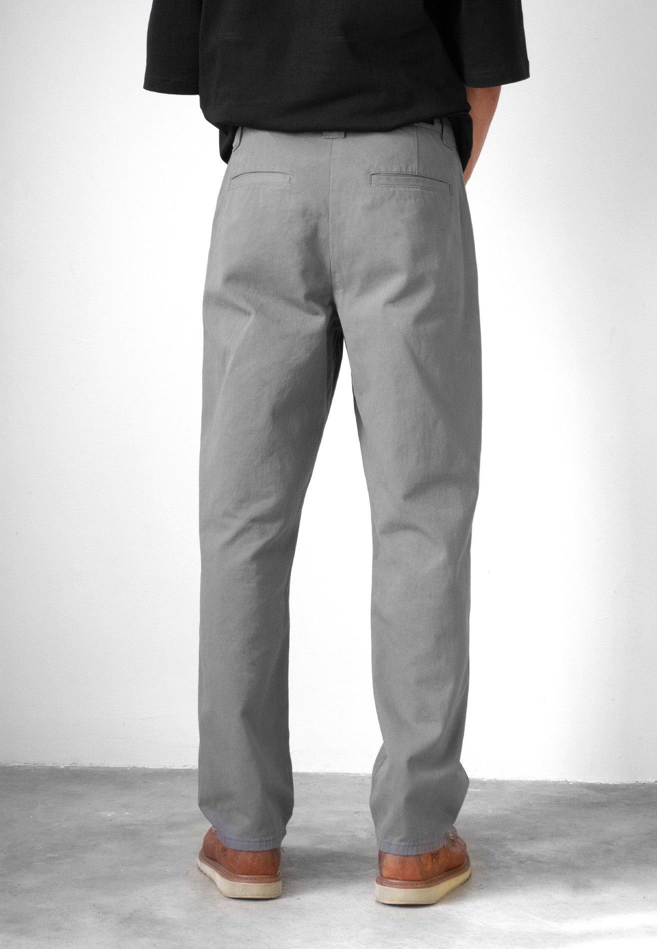 DRUM S. Classic Regular Fit Cotton Pants- Dark Grey